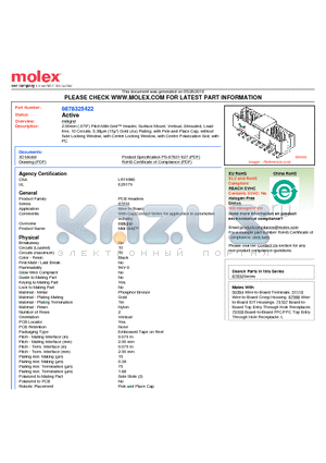 87832-5422 datasheet - 2.00mm (.079) Pitch Milli-Grid Header, Surface Mount, Vertical, Shrouded, Leadfree 10 Circuits, 0.38lm (15l) Gold (Au) Plating, with Pick-and-Place Cap