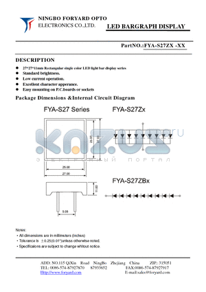 FYA-S27ZX-1 datasheet - LED BARGRAPH DISPLAY