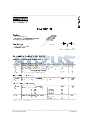 FYAF3045DN datasheet - SCHOTTKY BARRIER RECTIFIER