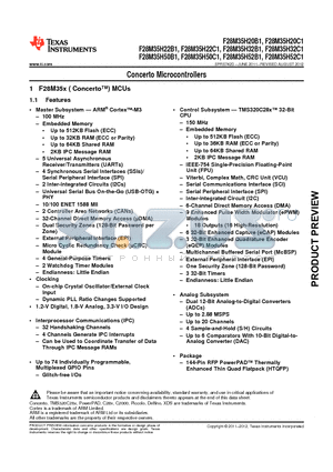 F28M35H50B1RFPT datasheet - Concerto Microcontrollers