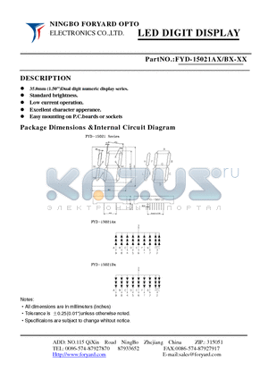 FYD-15021BX-3 datasheet - LED DIGIT DISPLAY