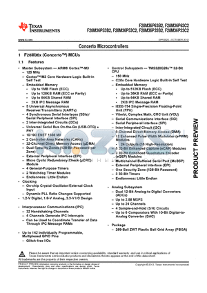 F28M36P33C2ZWTT datasheet - Concerto Microcontrollers