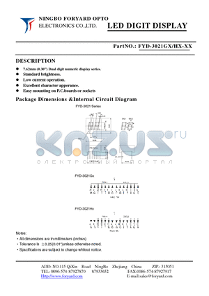 FYD-3021GX-2 datasheet - LED DIGIT DISPLAY