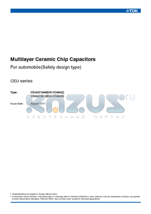 CEU3 datasheet - Multilayer Ceramic Chip Capacitors