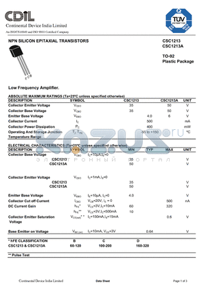 CSC1213A datasheet - Low Frequency Amplifier