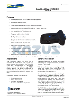 F2M01SXA-S01-C datasheet - Serial Port Plug