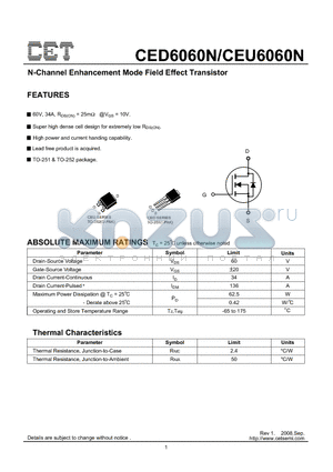 CEU6426 datasheet - N-Channel Enhancement Mode Field Effect Transistor