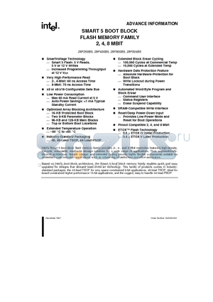 E28F800B5B90 datasheet - SMART 5 BOOT BLOCK FLASH MEMORY FAMILY 2, 4, 8 MBIT