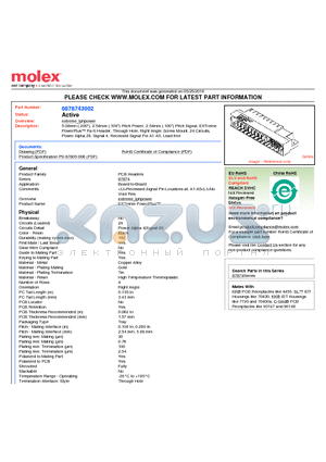 87874-3002 datasheet - 5.08mm (.200), 2.54mm (.100) Pitch Power, 2.54mm (.100) Pitch Signal, EXTreme PowerPlus Pa-S Header, Through Hole, Right Angle, Screw Mount