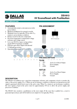 DS1813-10 datasheet - 5V EconoReset with Pushbutton