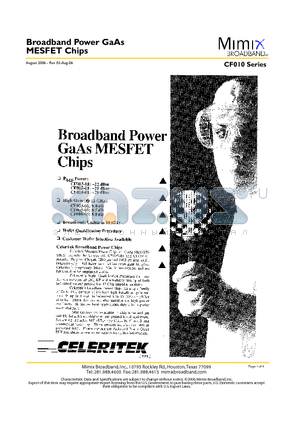 CF010-01 datasheet - Broadband Power GaAs MESFET Chips