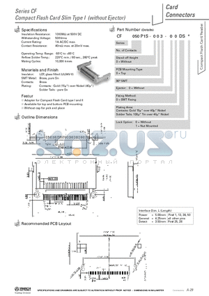 CF050P1S-003-00DS0 datasheet - Compact Flash Card Slim Type I