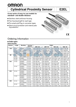 E2EL-C1R5E2-M3 datasheet - Cylindrical Proximity Sensor