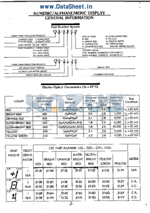 CSD-333H datasheet - NUMERIC/ALPHANUMBERIC DISPLAY GENERAL INFORMATION