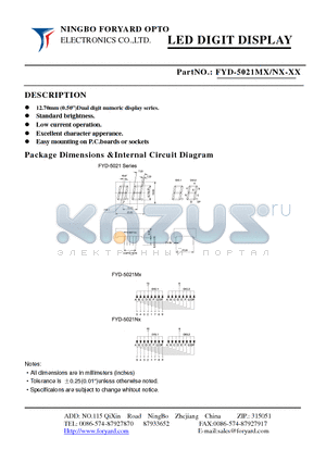 FYD-5021NX-3 datasheet - LED DIGIT DISPLAY