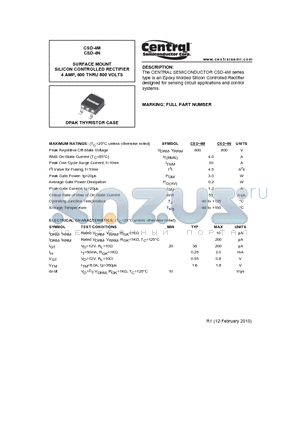 CSD-4M_10 datasheet - SURFACE MOUNT SILICON CONTROLLED RECTIFIER 4 AMP, 600 THRU 800 VOLTS