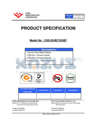 CSD-5224M9 datasheet - 0.52 Inch Dual Digits Display