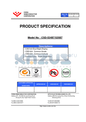 CSD-5225G datasheet - 0.52 Inch Dual Digits Display