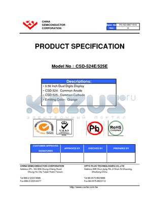CSD-525E datasheet - 0.56 Inch Dual Digits Display