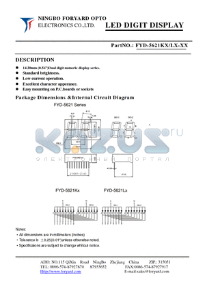 FYD-5621KX-1 datasheet - LED DIGIT DISPLAY