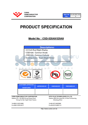 CSD-529A9 datasheet - 0.5 Inch Dual Digits Display