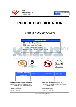 CSD-529V9 datasheet - 0.5 Inch Dual Digits Display