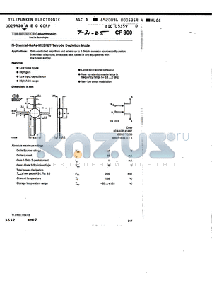 CF300 datasheet - N- Channel-GaAs-MESFET-Tetrode Depletion Mode