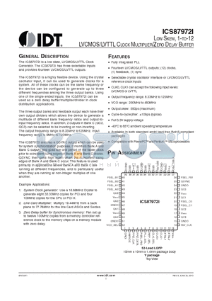 87972DYI datasheet - LOW SKEW, 1-TO-12 LVCMOS/LVTTL CLOCK MULTIPLIER/ZERO DELAY BUFFER