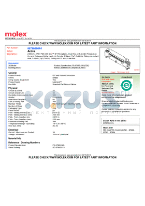 87985-8044 datasheet - 2.00mm (.079) Pitch Milli-Grid IDT Receptacle, Dual Row, with Center Polarization Key and Embossed Metal Latch, 44 Circuits, 0.38lm (15l) Gold(Au) Plating on contact