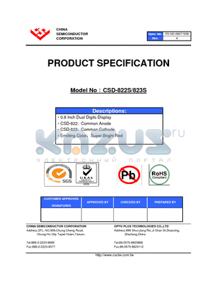 CSD-822S datasheet - 0.8 Inch Dual Digits Display