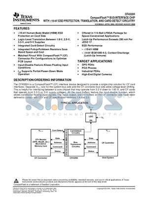 CF4320H datasheet - CompactFlash BUS-INTERFACE CHIP WITH a15-kV ESD PROTECTION, TRANSLATION, AND CARD-DETECT CIRCUITRY