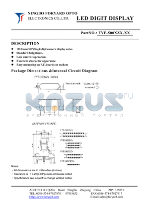 FYE-500XZX-0 datasheet - LED DIGIT DISPLAY