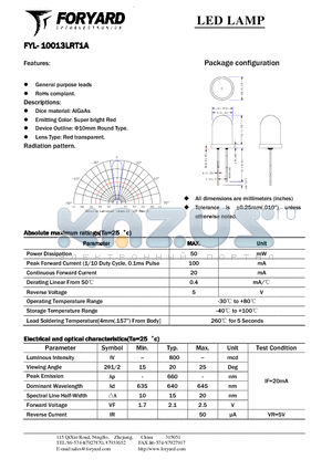 FYL-10013LRT1A datasheet - LED LAMP