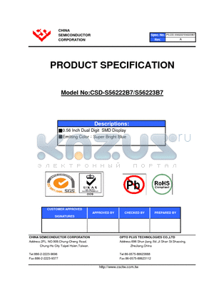 CSD-S56223B7 datasheet - 0.56 Inch Dual Digit SMD Display