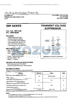 5KP30 datasheet - TRANSIENT VOLTAGE SUPPRESSOR