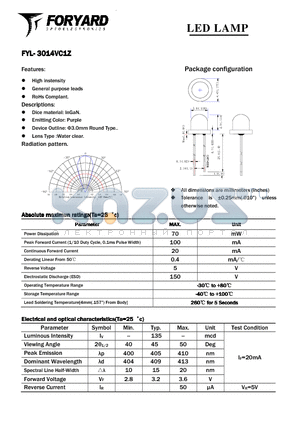 FYL-3014VC1Z datasheet - LED LAMP