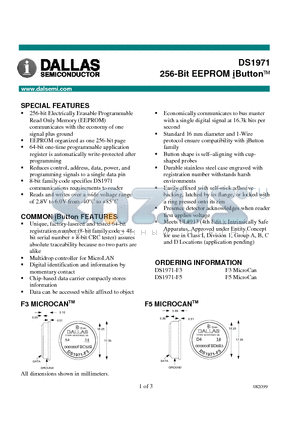 DS1971-F3 datasheet - 256-Bit EEPROM iButton