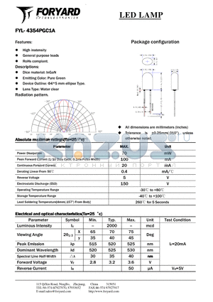 FYL-4354PGC1A datasheet - LED LAMP