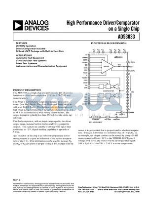 AD53033 datasheet - High Performance Driver/Comparator on a Single Chip