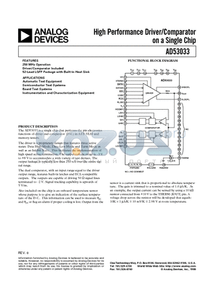 AD53033JSTP datasheet - High Performance Driver/Comparator on a Single Chip