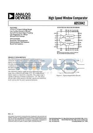 AD53042 datasheet - High Speed Window Comparator