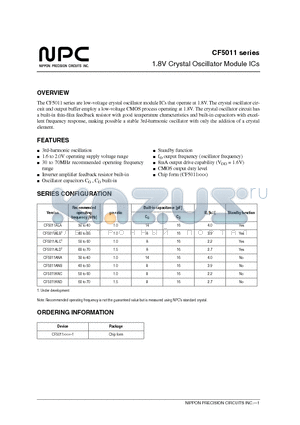 CF5011ALA datasheet - 1.8V Crystal Oscillator Module ICs