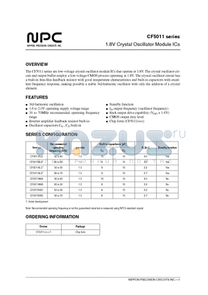 CF5011ALC datasheet - 1.8V Crystal Oscillator Module ICs