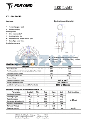 FYL-5012HC1C datasheet - LED LAMP
