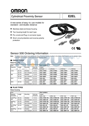 E2EL-X8F1-DL datasheet - Cylindrical Proximity Sensor