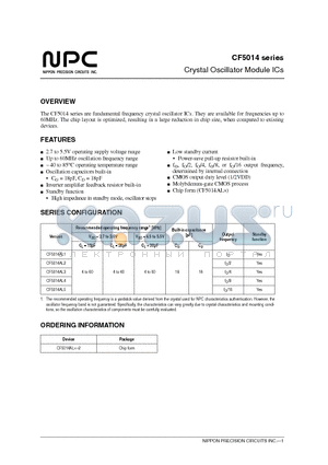 CF5014 datasheet - Crystal Oscillator Module ICs