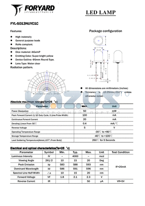 FYL-5013NUYC1C datasheet - LED LAMP
