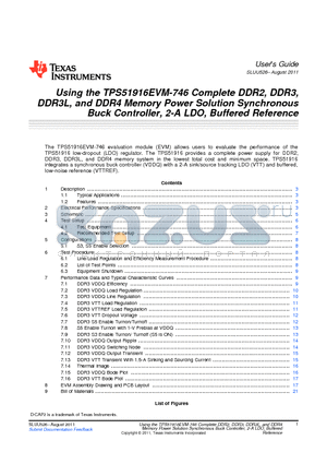 CSD17310Q5A datasheet - Using the TPS51916EVM-746 Complete DDR2, DDR3