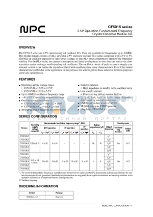CF5015AL2-2 datasheet - 2.5V Operation Fundamental Frequency Crystal Oscillator Module ICs