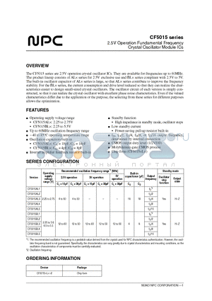 CF5015AL5 datasheet - 2.5V Operation Fundamental Frequency Crystal Oscillator Module ICs